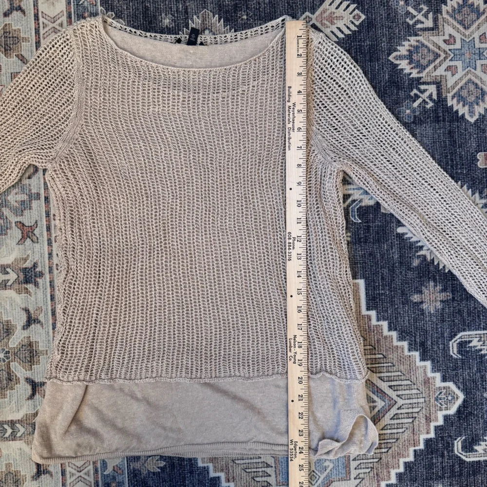Eileen Fisher 100% Organic Linen Beige Knit Long Sleeve Women’s Size Small - Picture 10 of 11